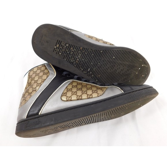 GUCCI MONOGRAM LEATHER HIGH TOP SNEAKERS SZ 36 - Picture 3 of 13